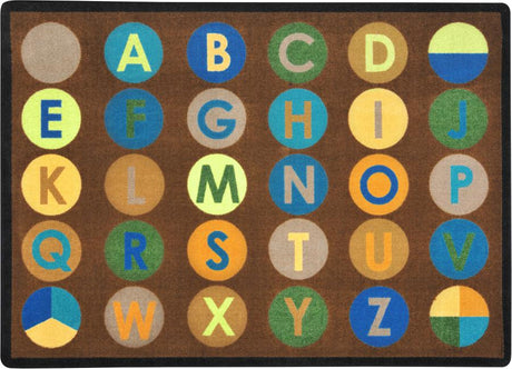 Alpha-Dots Earthtone Classroom Circle Time Rug, 7'8" x 10'9" Rectangle