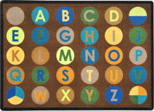 Alpha-Dots Earthtone Alphabet Classroom Rug, 5'4" x 7'8" Rectangle