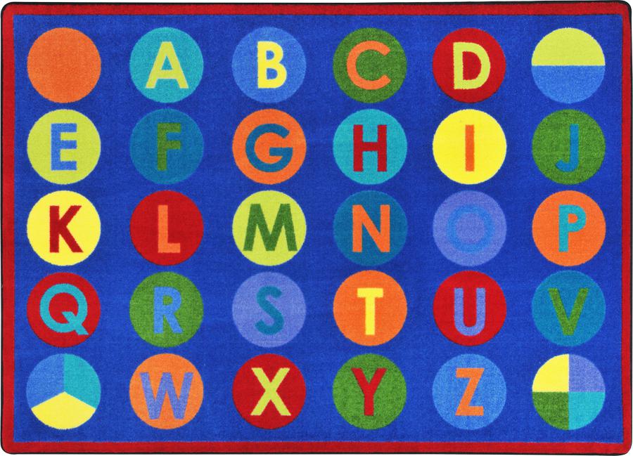 Alpha-Dots Primary Classroom Circle Time Rug, 7'8" x 10'9" Rectangle