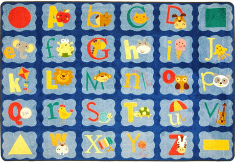 Alphabet Blues© Classroom Circle Time Rug, 7'8" x 10'9" Rectangle