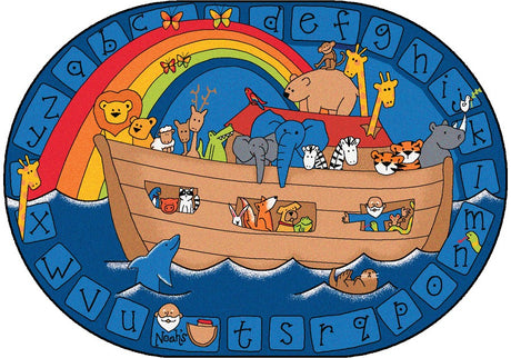 Alphabet Noah KID$ Value PLUS Discount Circle Time Rug, 8' x 12' Oval
