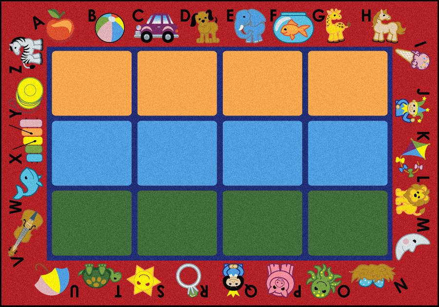 Red Alphabet Rug Joy Carpets Alphabet Phonics© Classroom Rug, 5'4
