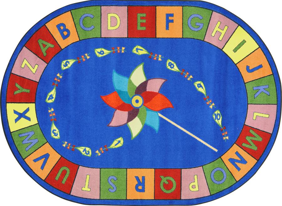 Alphabet Pinwheel© Primary Classroom Rug, 5'4" x 7'8"  Oval