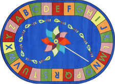 Alphabet Pinwheel© Primary Classroom Rug, 5'4" x 7'8"  Oval