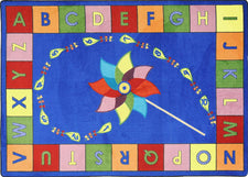 Alphabet Pinwheel© Primary Classroom Rug, 5'4" x 7'8" Rectangle