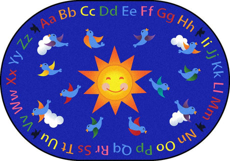Alphabet Tweet™ Classroom Seating Rug, 7'8" x 10'9" Oval