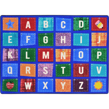 Alphabet Upcycle™ Classroom Circle Time & Seating Rug, 7'8" x 10'9" Rectangle