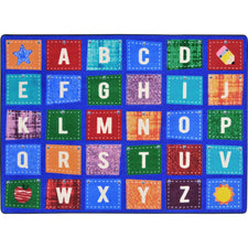 Alphabet Upcycle™ Classroom Circle Time & Seating Rug, 5'4" x 7'8" Rectangle
