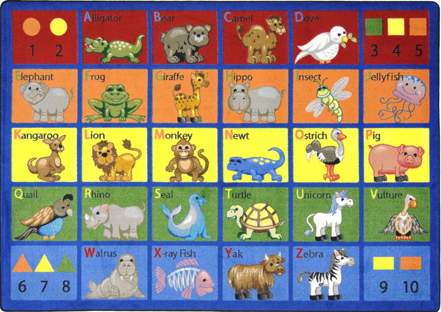 Animal Phonics© Primary Classroom Circle Time Rug, 7'8" x 10'9" Rectangle