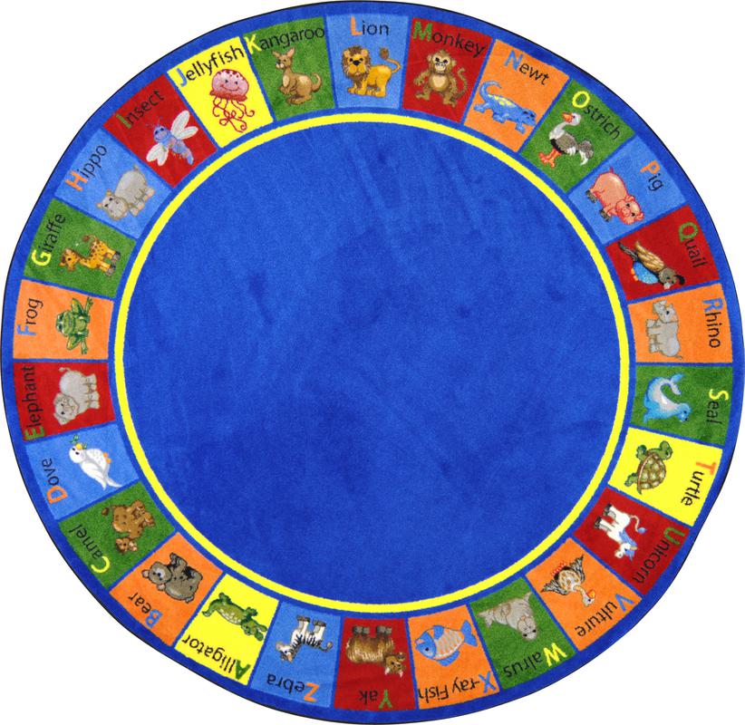 Animal Phonics© Primary Classroom Rug, 7'7"  Round