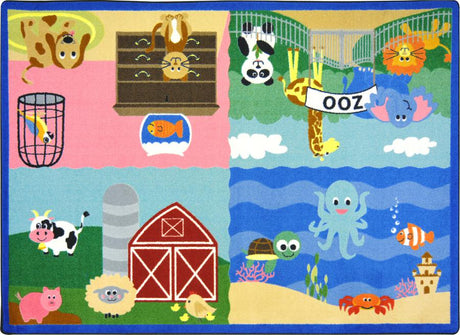 Animals All Around© Classroom Rug, 7'8" x 10'9" Rectangle