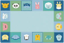 KIDSoft™ Baby Animals Border Classroom Circle Time Rug, 8' x 12' Rectangle
