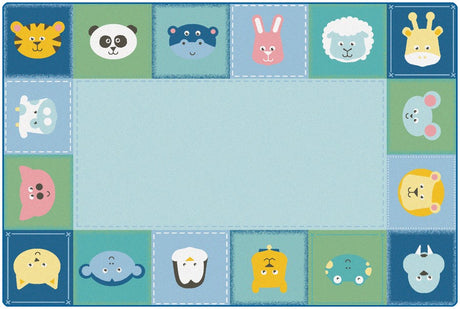KIDSoft™ Baby Animals Border Classroom Circle Time Rug, 6' x 9' Rectangle