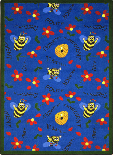 Bee Attitudes© Classroom Rug, 3'10" x 5'4" Rectangle Blue