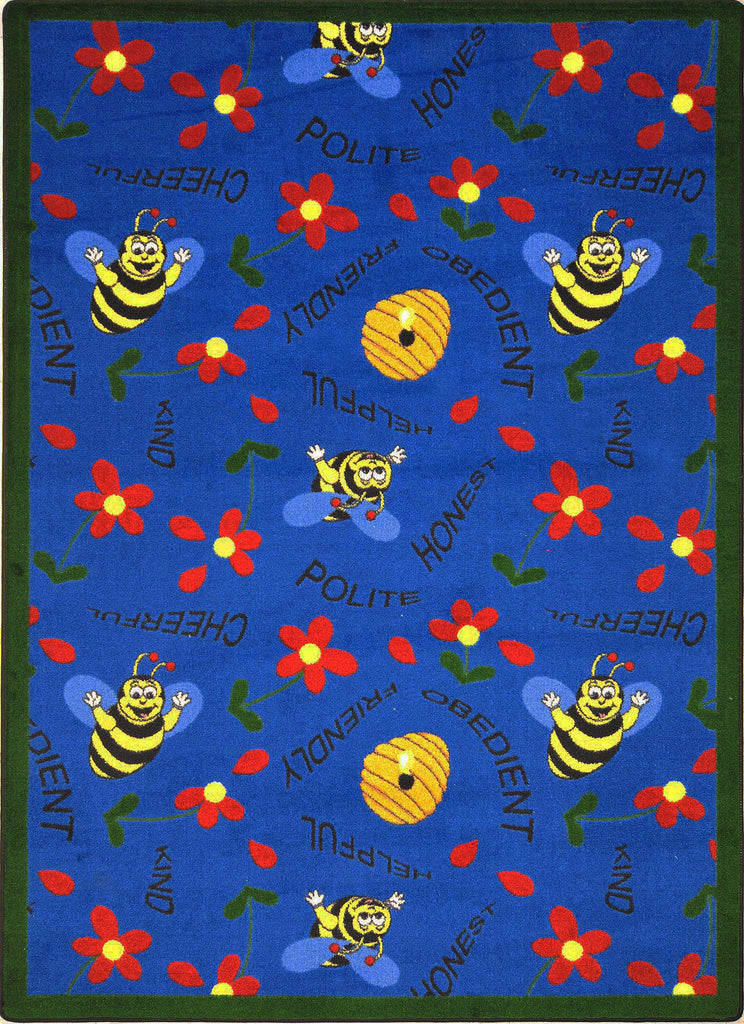 Bee Attitudes© Classroom Rug, 3'10" x 5'4" Rectangle Blue
