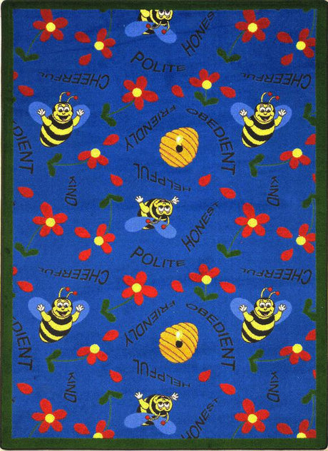 Bee Attitudes© Classroom Rug, 7'8" x 10'9" Rectangle Blue