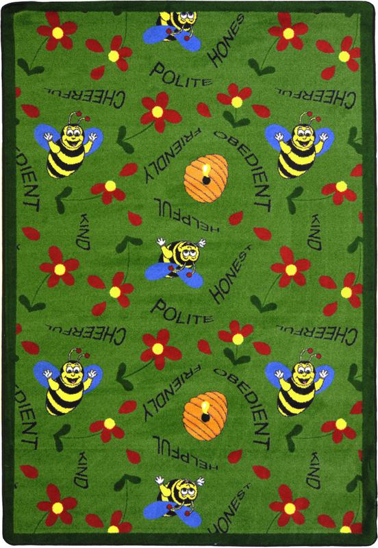 Bee Attitudes© Classroom Rug, 3'10" x 5'4" Rectangle Green