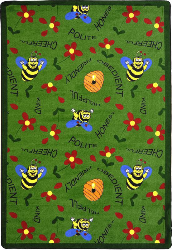 Bee Rug Green Joy Carpets Bee Attitudes© Classroom Rug, 3'10