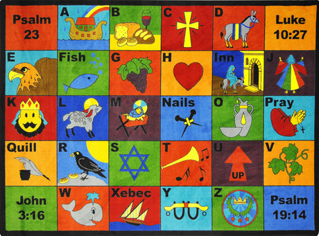 Bible Phonics© Alphabet Classroom Rug, 5'4" x 7'8" Rectangle