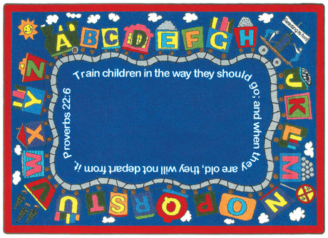Bible Train© Alphabet Classroom Rug, 5'4" x 7'8"  Oval