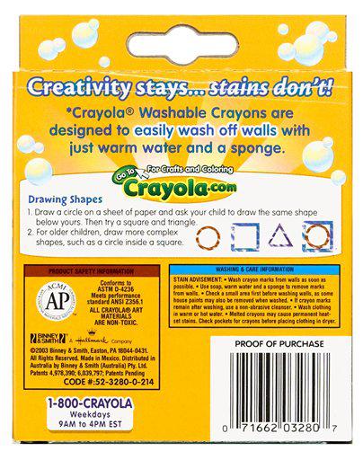 Washable Crayons Large 8 Count Peggable Box