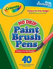 No Drip Paint Brush Pens 40 Count Washable