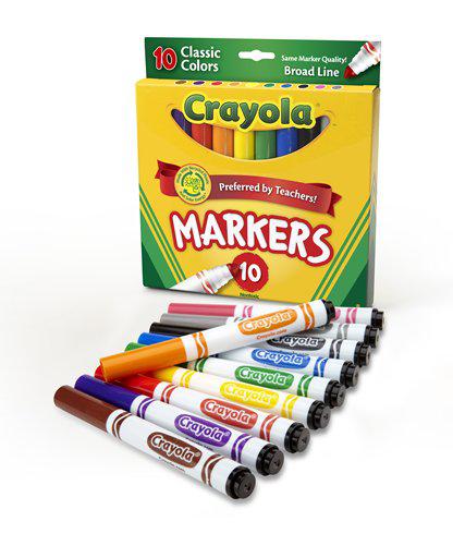 Crayola Taklon Watercolor 10 Count Brush Classic Broad Line Markers