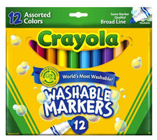 Crayola Washable Markers 12 Count Assorted Colors Conical Tip