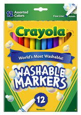 Crayola Washable Markers 12 Count Assorted Colors Fine Tip