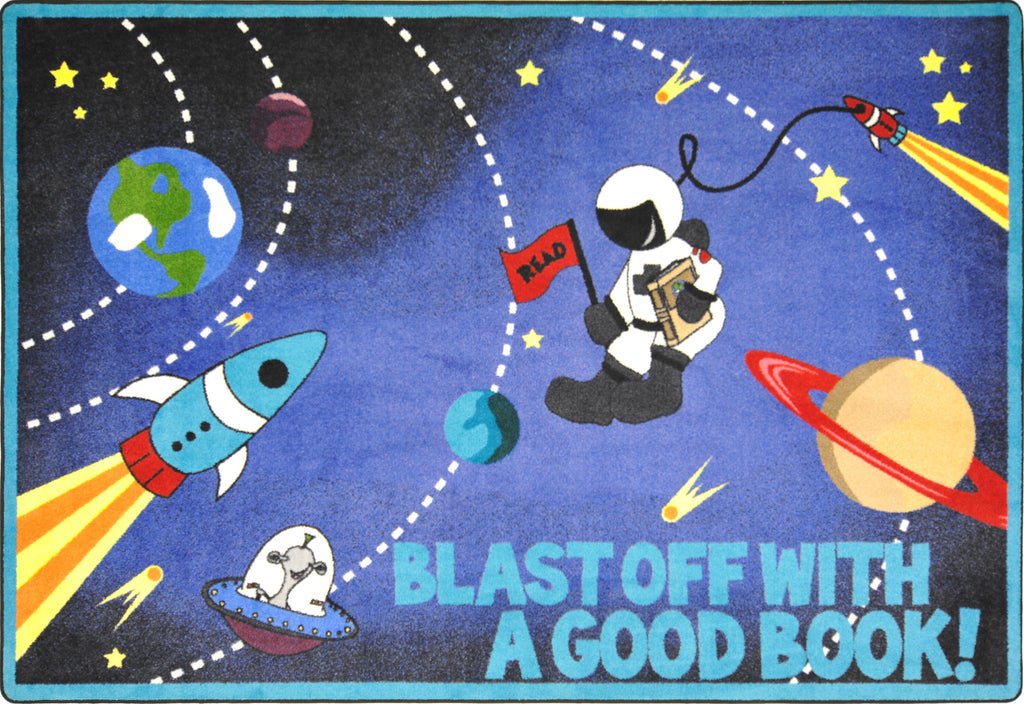Blast Off With a Good Book© Classroom Rug, 5'4" x 7'8" Rectangle