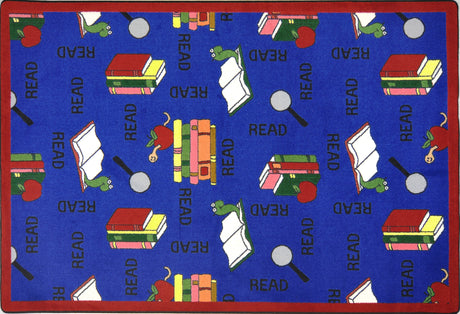 Bookworm© Classroom Rug, 7'8" x 10'9" Rectangle Blue
