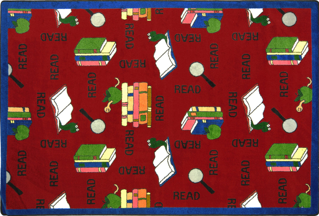 Bookworm© Classroom Rug, 5'4" x 7'8"  Oval Red