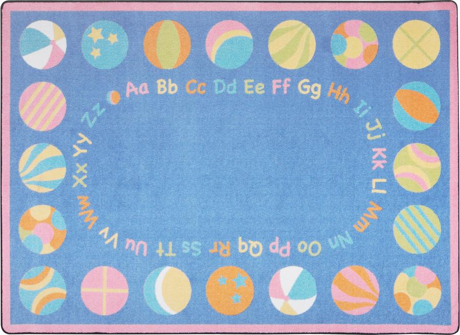 Bouncy Balls© Classroom Circle Time Rug, 7'8" x 10'9" Rectangle Soft