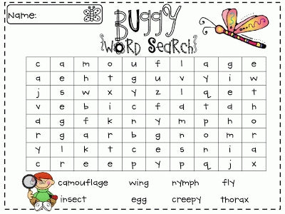 Buggy Word Search - Spring FREEbie