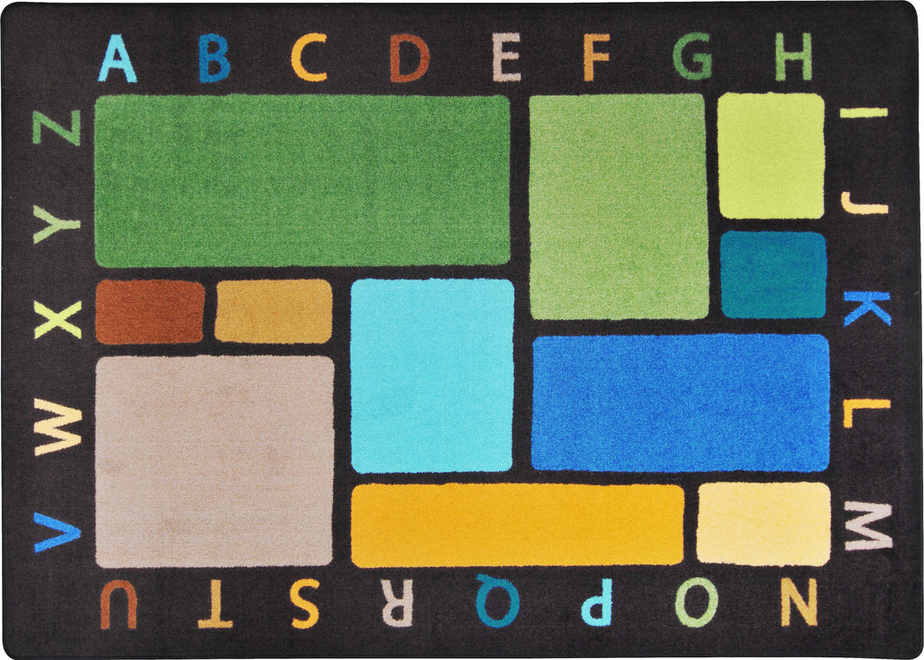 Building Blocks© Alphabet Classroom Rug, 7'8" x 10'9" Rectangle Earthtone