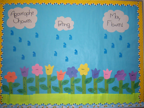 "Apostrophe Showers Bring May Flowers" Bulletin Board Idea
