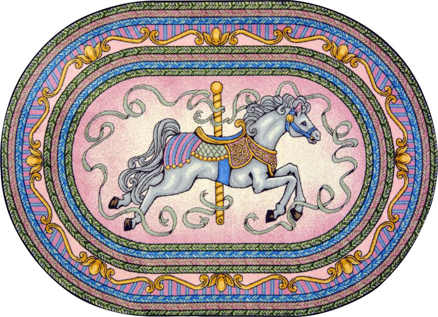 Carousel© Kid's Play Room Rug, 5'4" x 7'8"  Oval Pink