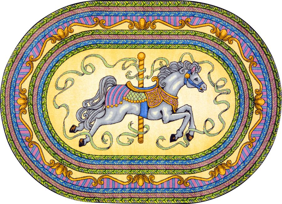 Carousel© Classroom Rug, 7'8" x 10'9"  Oval Yellow