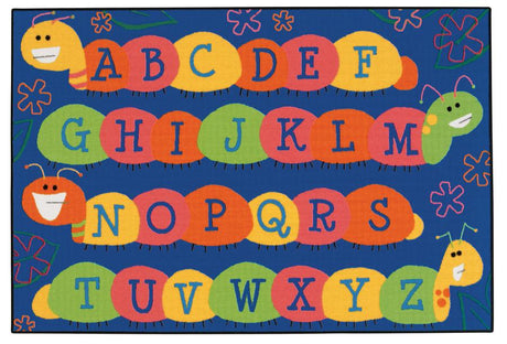 Caterpillar Friends KID$ Value Discount Carpet, 3' x 4'6" Rectangle, Blue