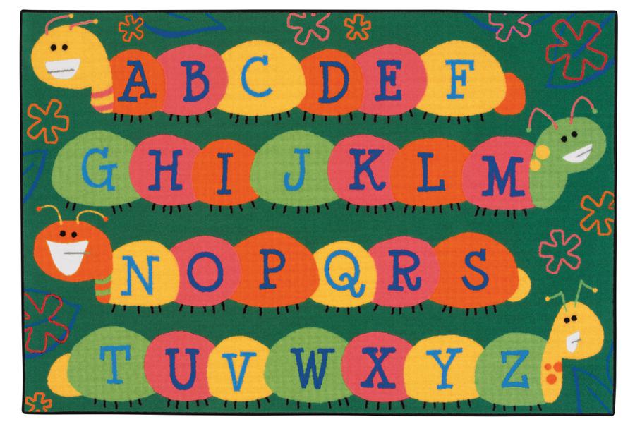 Caterpillar Friends KID$ Value Discount Carpet, 4' x 6' Rectangle, Green