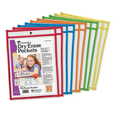 Reusable Dry Erase Pockets, Set of 10 Assorted