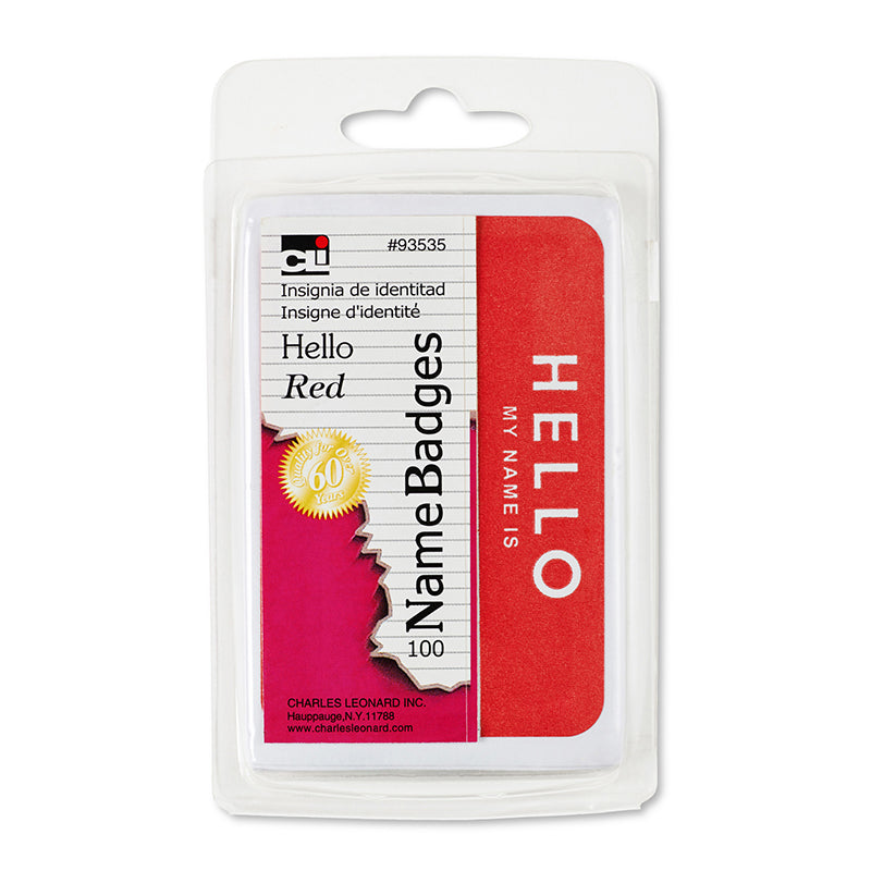 Name Badges, Red "Hello"