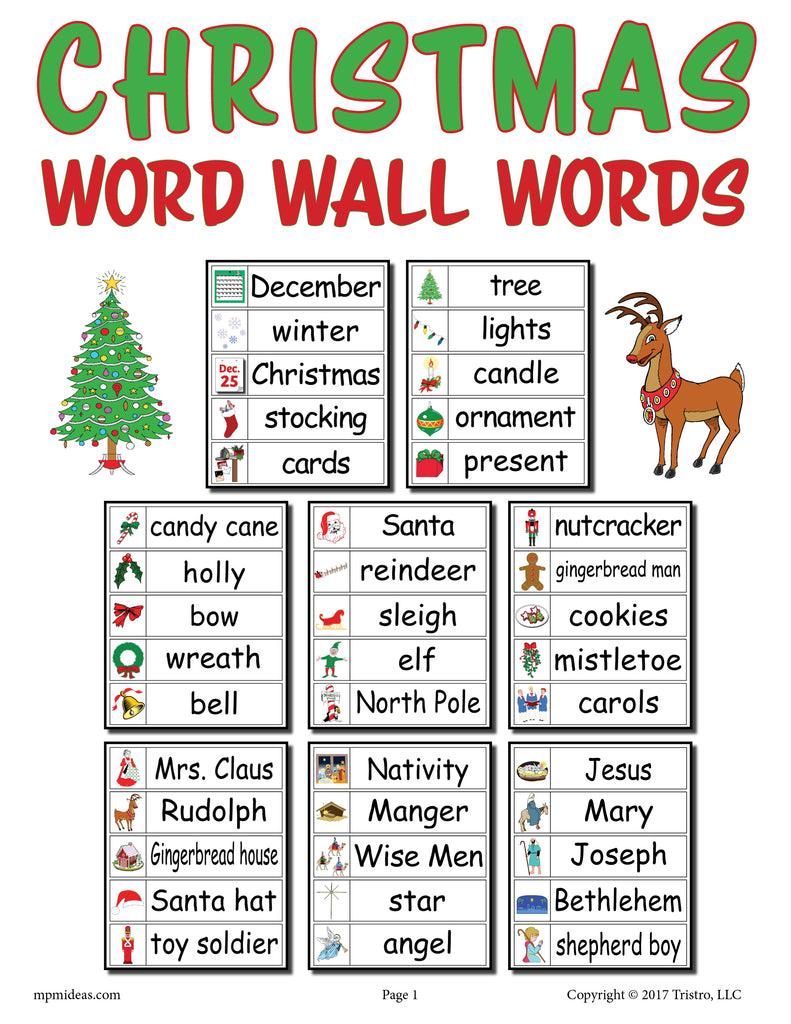 Christmas Vocabulary Word Wall