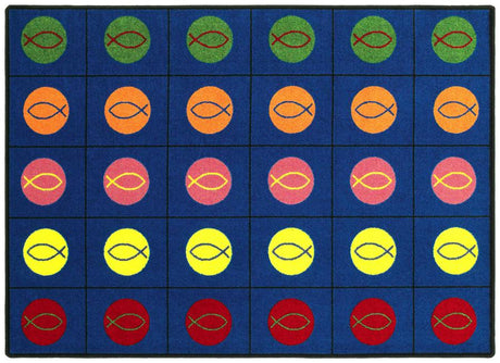 Circles & Symbols© Sunday School Rug, 5'4" x 7'8" Rectangle