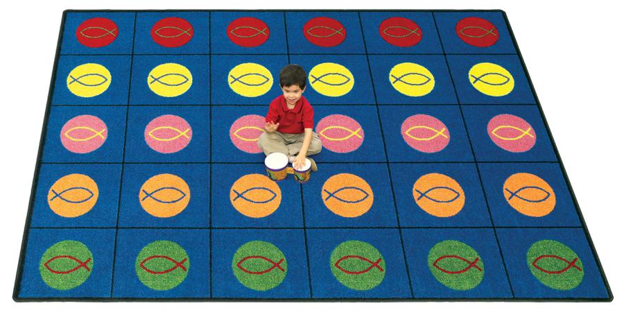 Circles & Symbols© Classroom Circle Time Rug, 7'8" x 10'9" Rectangle