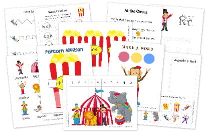 Circus Themed Preschool Printables from Homeschool Creations