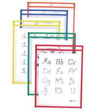 C Line Reusable 10Pk 9 x 12 Dry Erase Pockets Assorted Primary