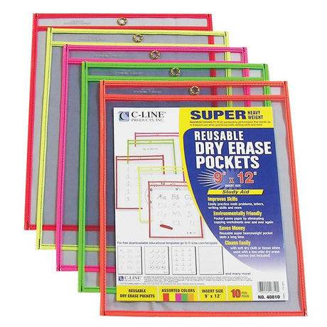 Reusable Dry Erase Pockets 10/Pk