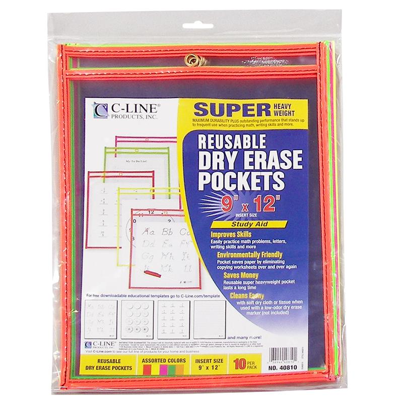 Reusable Dry Erase Pockets 10/Pk