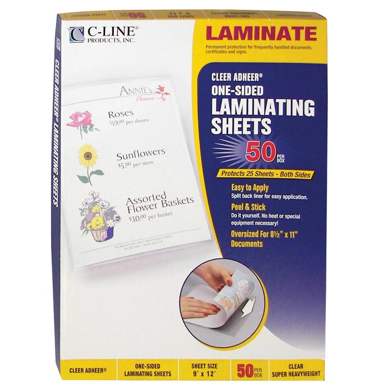 C-Line Cleer-Adheer Laminating Sheets, 50 Per Box